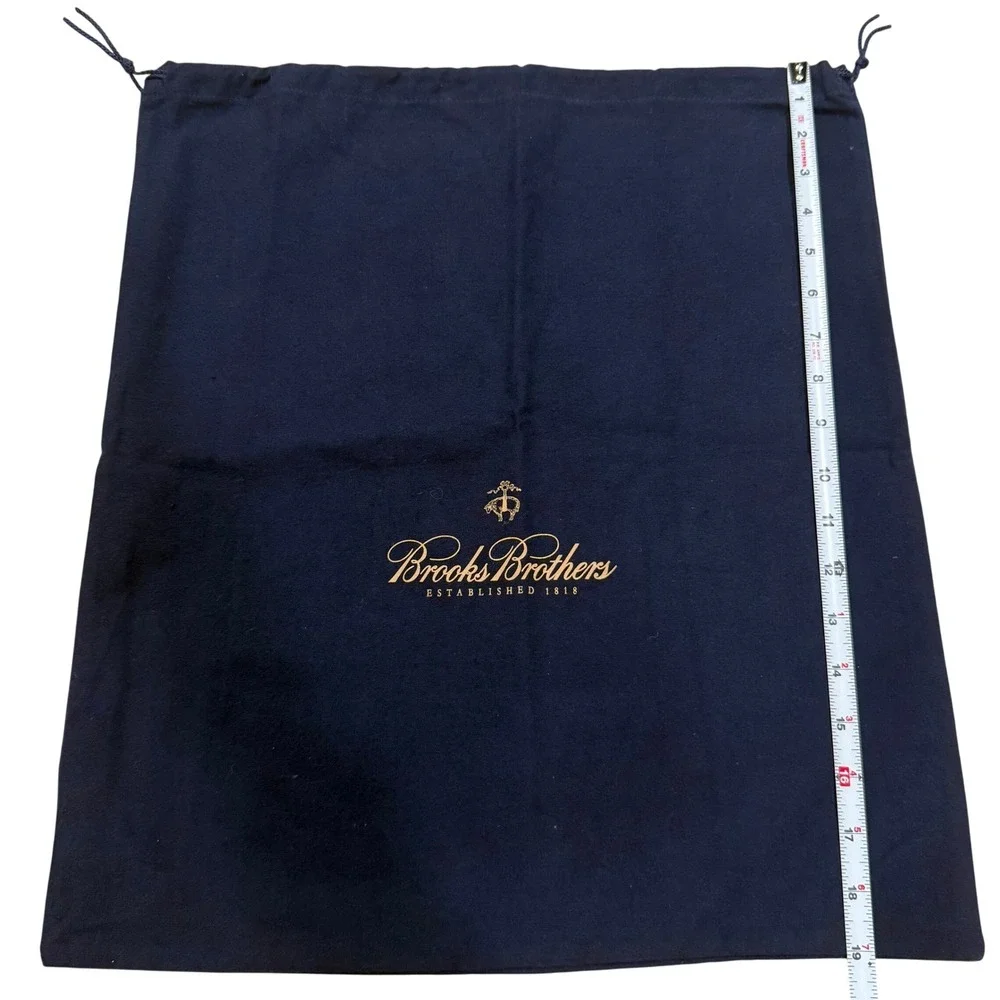 Brooks Brothers Navy Blue Drawstring Dust Bag Gold Logo 17 x 19 Storage Travel